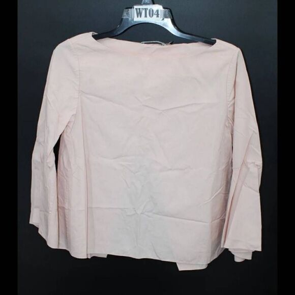 ALICE + OLIVIA BATEAU NECKLINE 3/4 BELL SLEEVE SPLIT BACK BLOUSE SIZE S - Picture 1 of 6